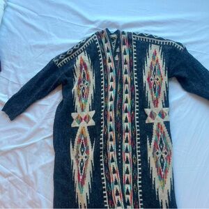 Colorful Geometric Patterned Cardigan